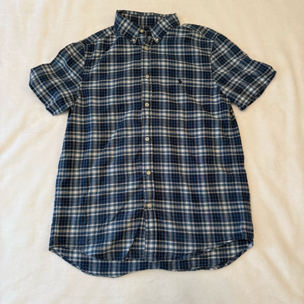 Ralph Lauren Navy and White Plaid Shirt